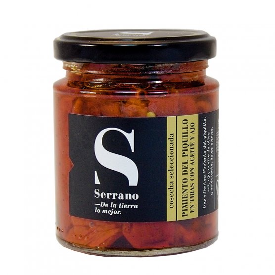 Pimiento Piquillo en tiras condimentado 230 grs. Conservas Serrano Calahorra