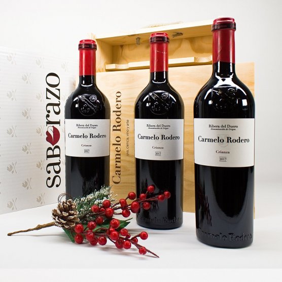 Selección Regalo Vino Carmelo Rodero Crianza 2022 (3 Bot. Madera)