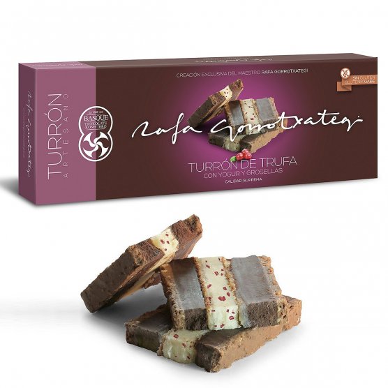 Turrón Rafa Gorrotxategi de Trufa Negra con Yogur y Grosellas.
